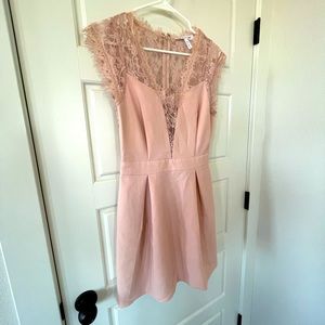 BCBGeneration Pink Lace-Back Mini Dress, Size 6